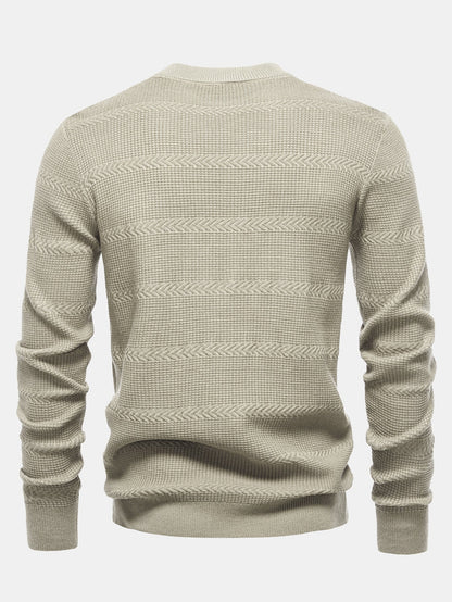 Geometrischer Jacquard Rundhals Sweater
