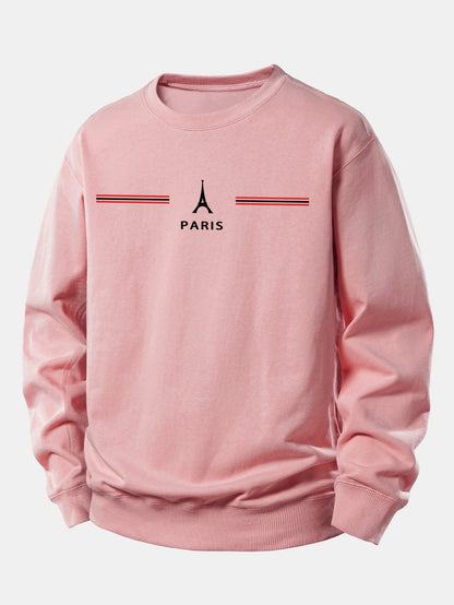 Paris Streifenmuster Locker sitzendes Sweatshirt