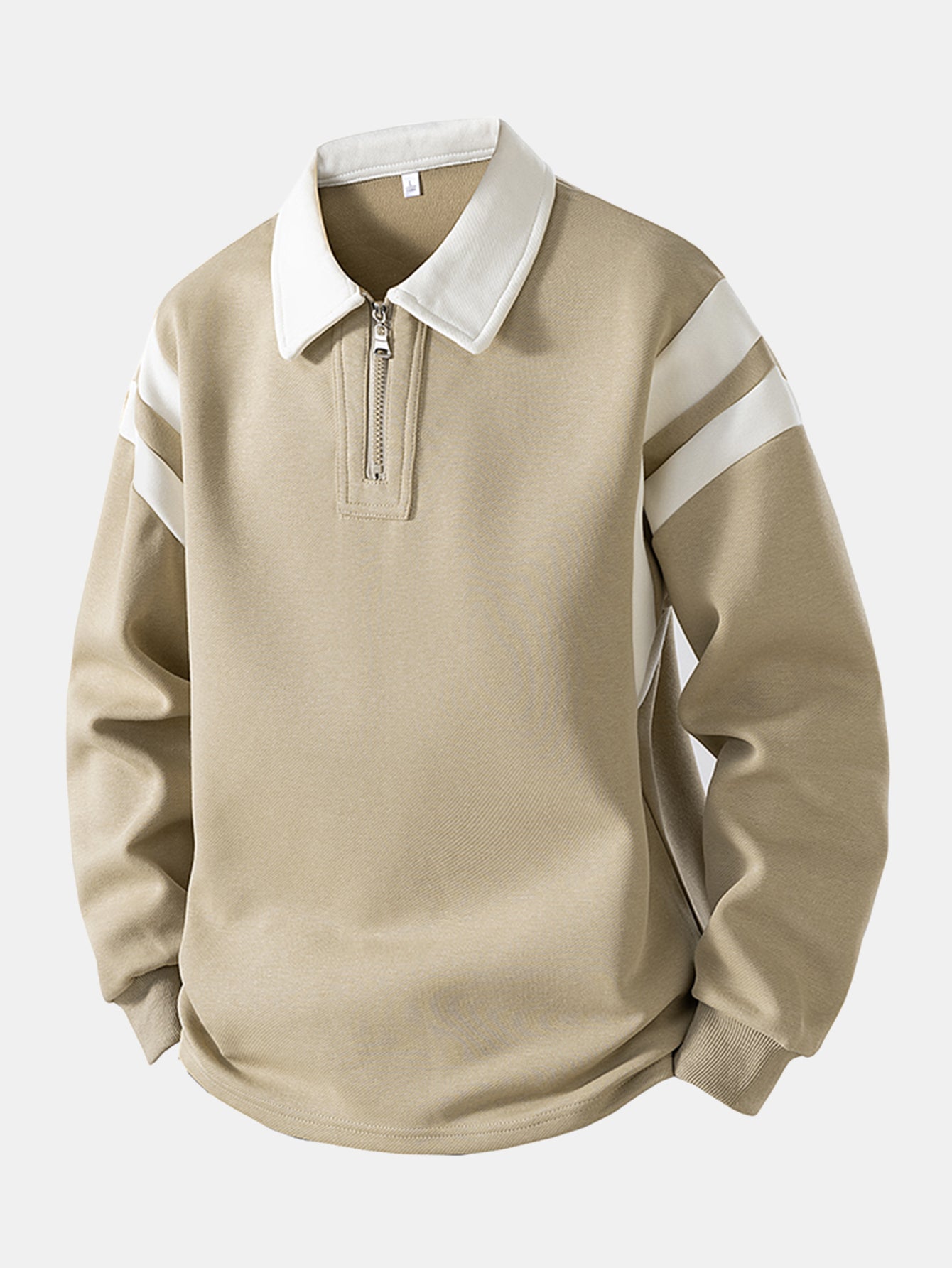 Color Block Zip-Up Polo Sweatshirt