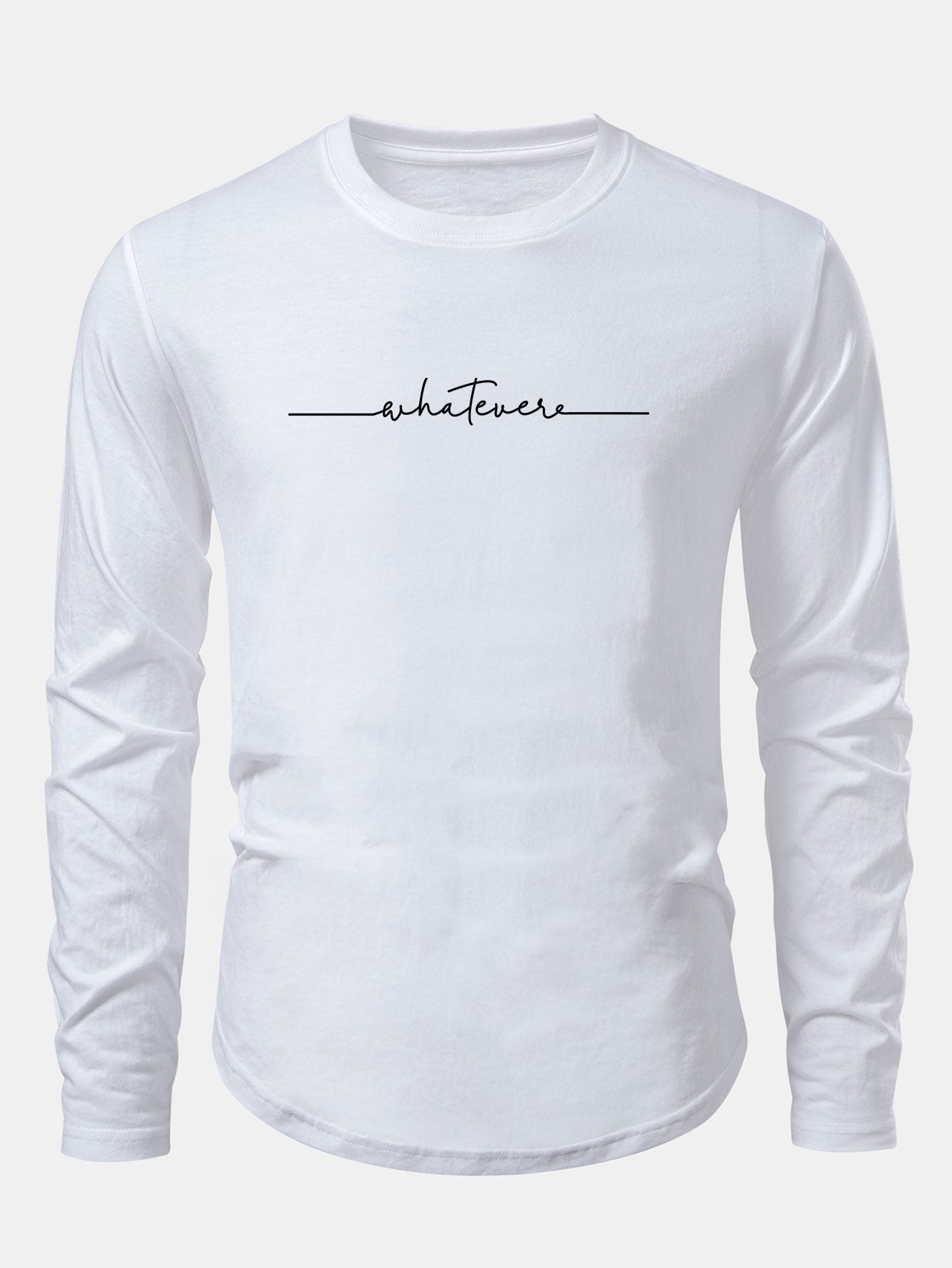 Whatever Slogan Druck Baumwolle Bogen Saum T-Shirt