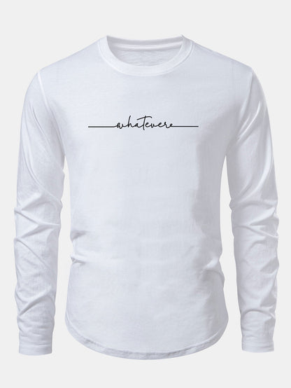 Whatever Slogan Druck Baumwolle Bogen Saum T-Shirt