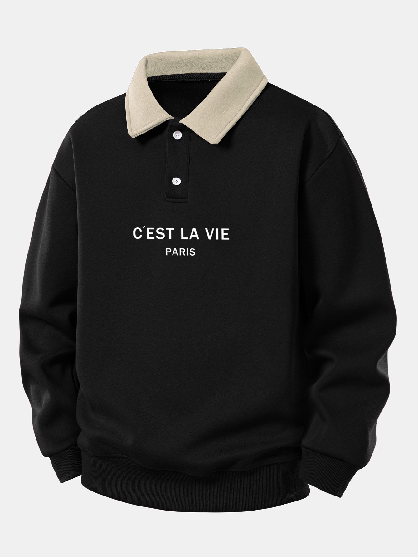 Relax Fit Paris Print Contrast Poloshirts Sweatshirt