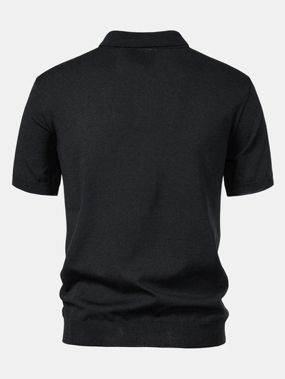 Gestreiftes Jacquard-Polo mit gerader, gerippter Hose