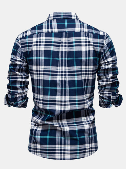 Gesticktes Cowboy-Hemd aus Baumwolle mit Karomuster und Knöpfen