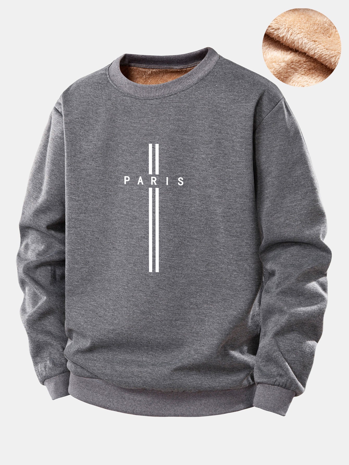 Paris Streifenmuster Teddy Fleece Gefüttertes Sweatshirt