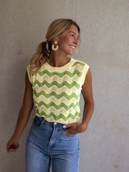 ADELBURG I ÄRMELLOSES ZOPFSTRICK-TOP