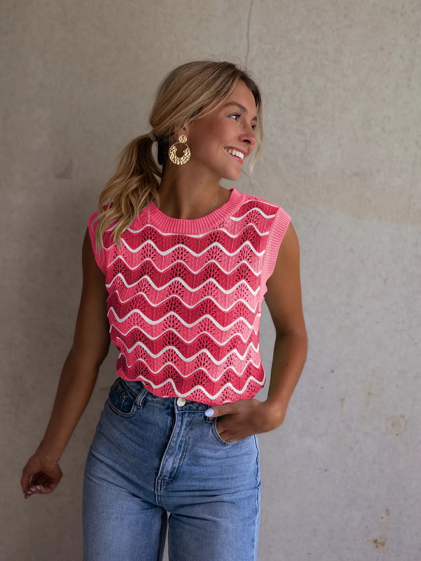 ADELBURG I ÄRMELLOSES ZOPFSTRICK-TOP