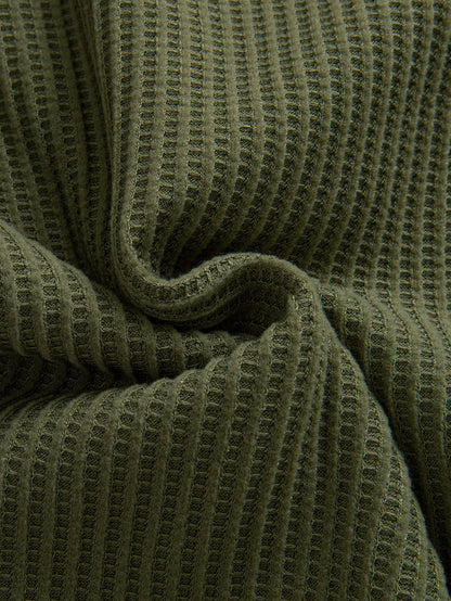 Langärmliges Waffel-Polo mit Knopfverschluss