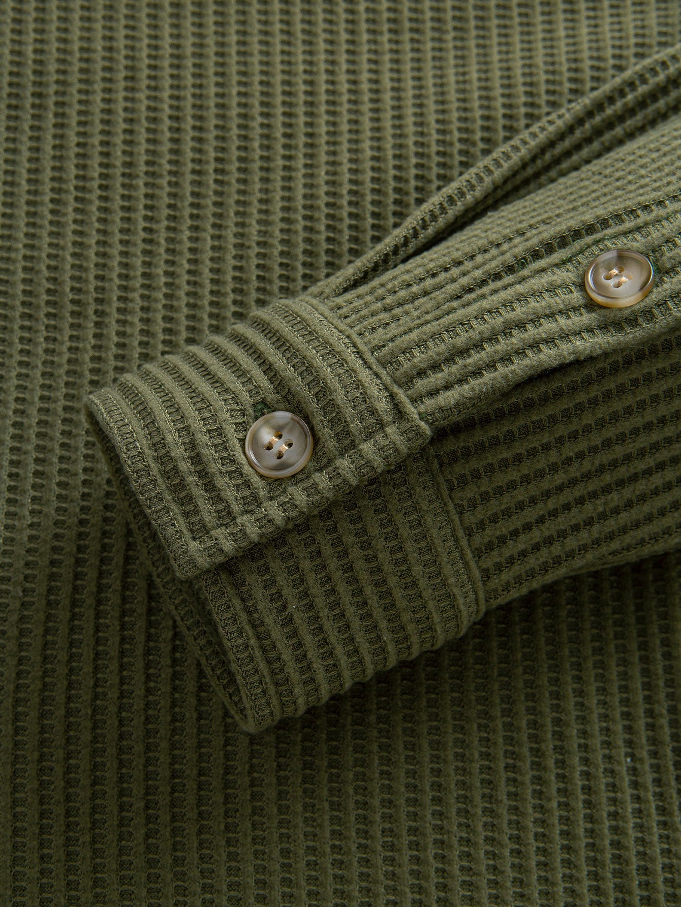 Langärmliges Waffel-Polo mit Knopfverschluss