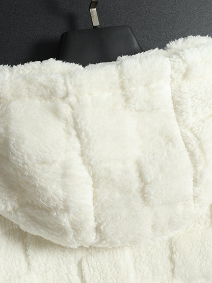 Kalifornien bestickter Teddy-Kapuzenpullover mit Schachbrettmuster