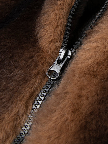 Kunstpelz-Reißverschlussjacke