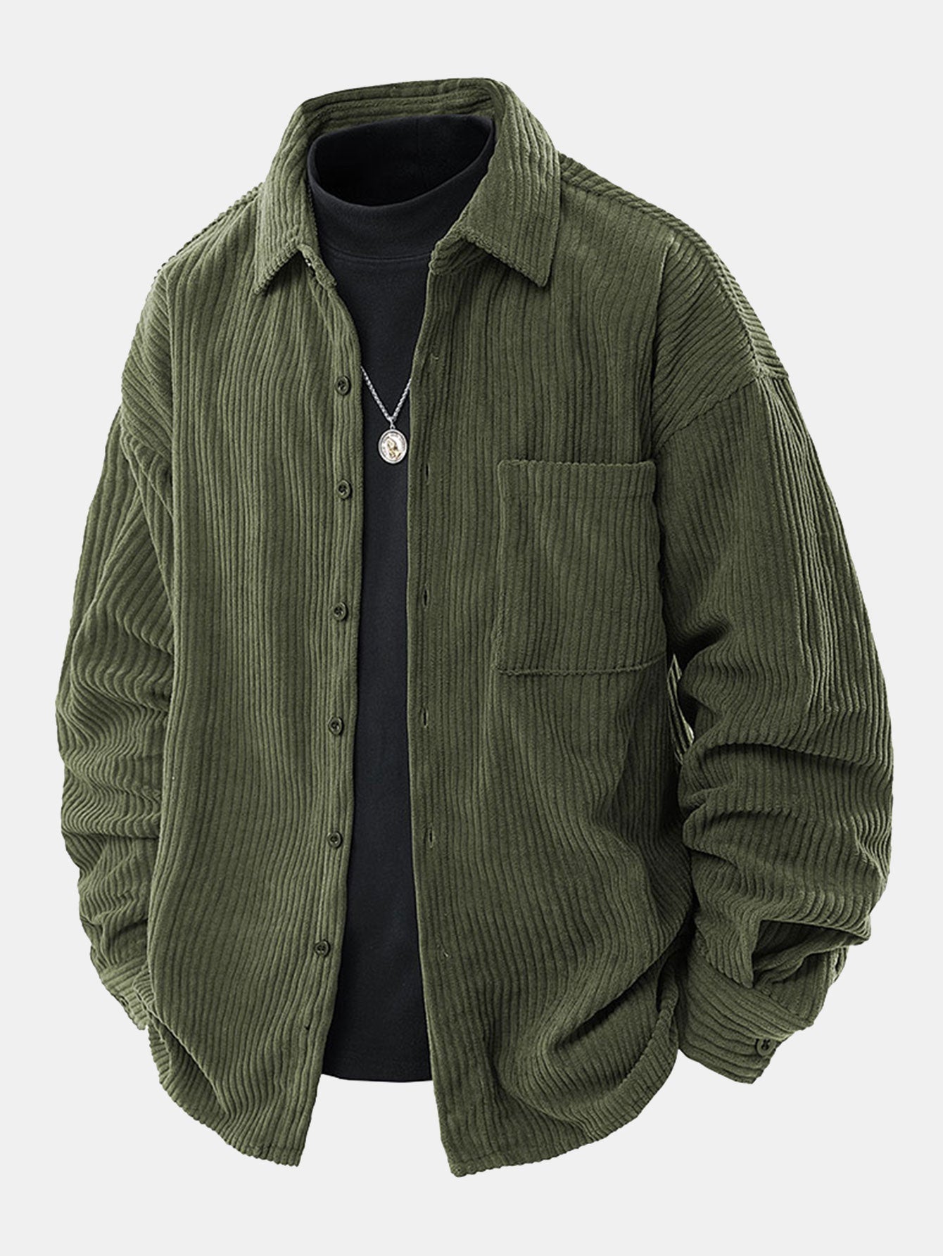 Locker sitzendes Cordhemd mit Knöpfen