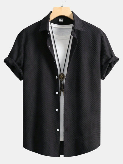 Karomuster Jacquard Hemd mit Knopfverschluss