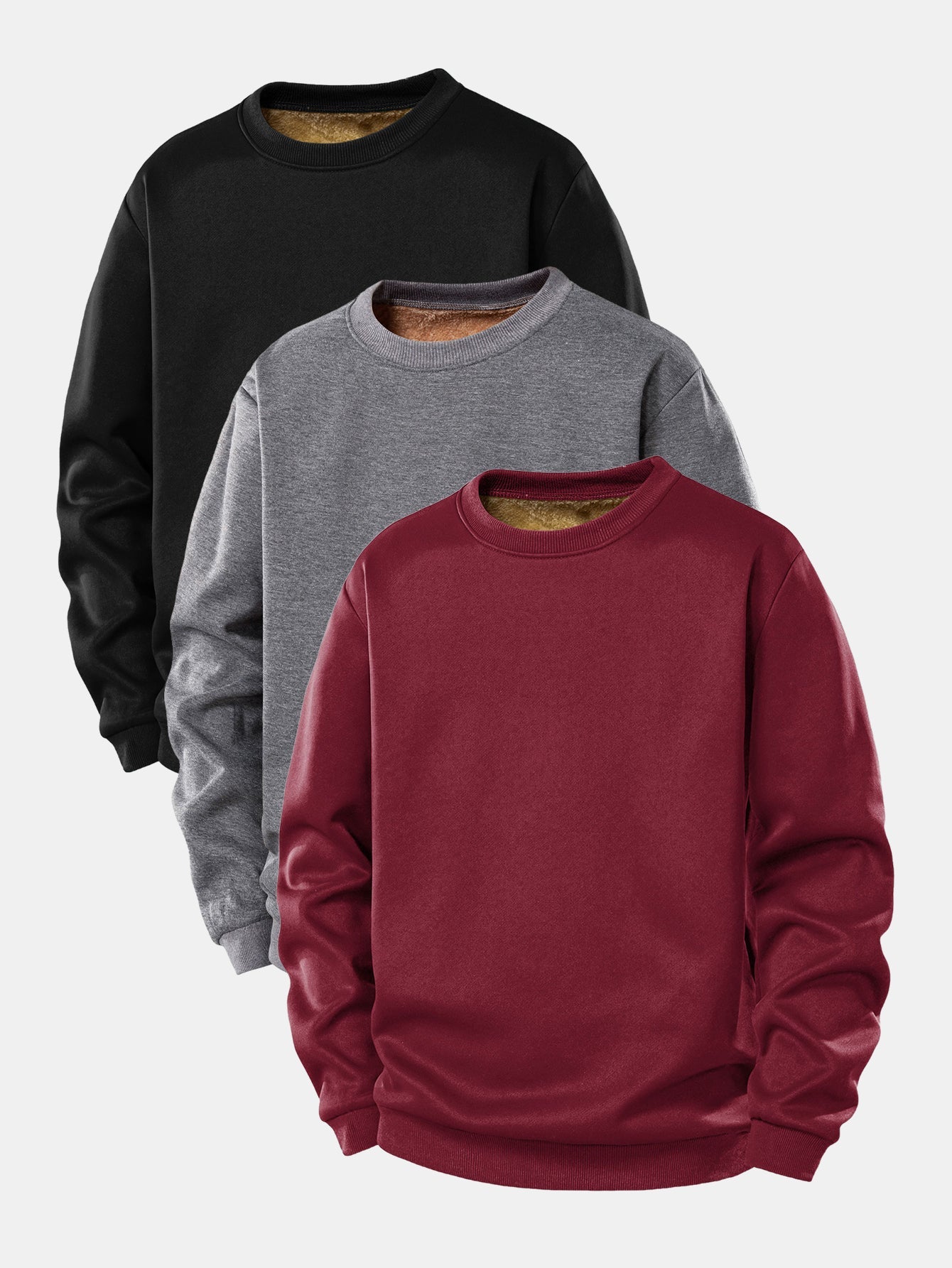 3 Stück Teddy-Fleece-gefüttertes Sweatshirt