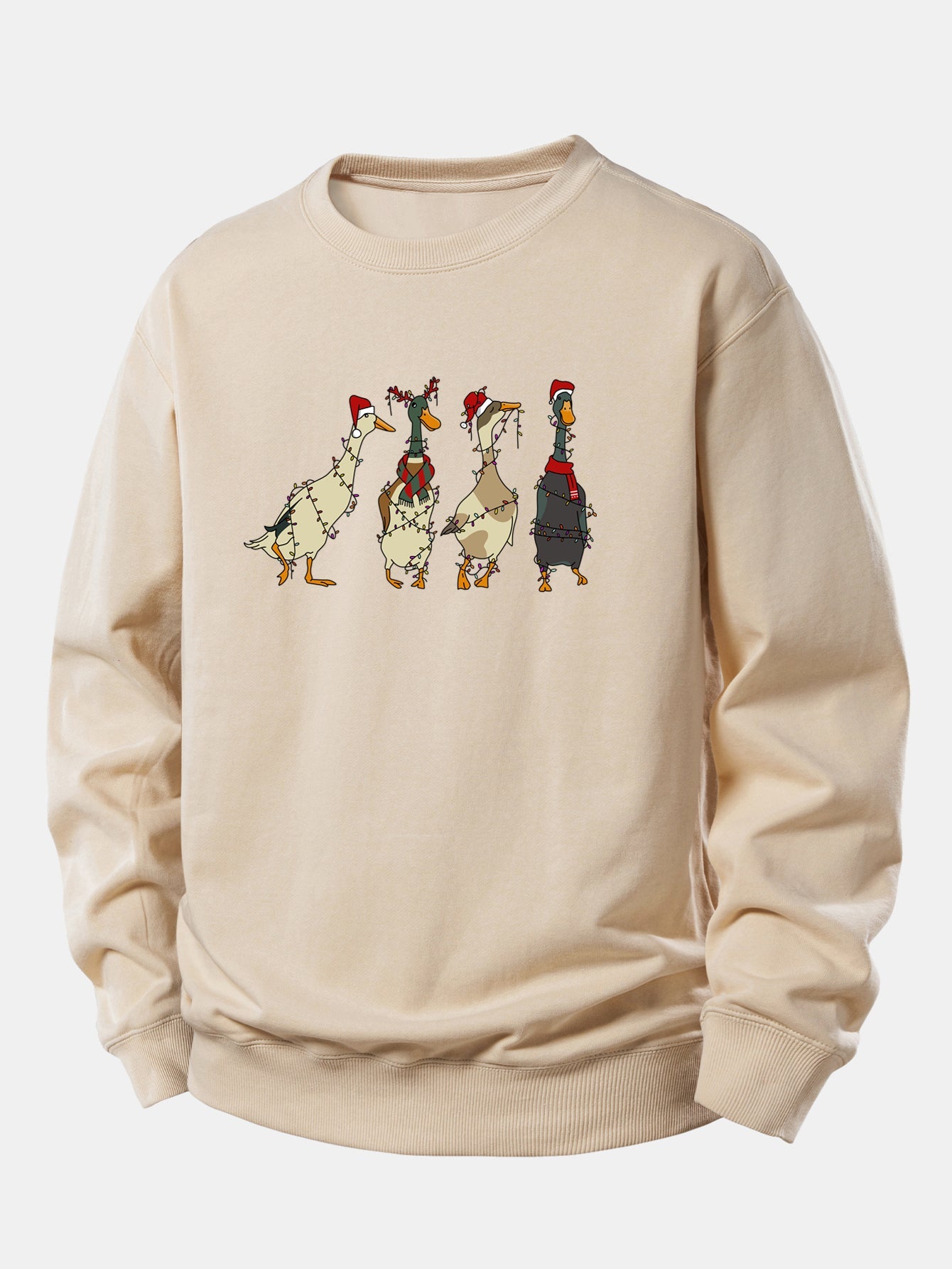 Weihnachtslichter Ente Druck Locker Sitzendes Sweatshirt