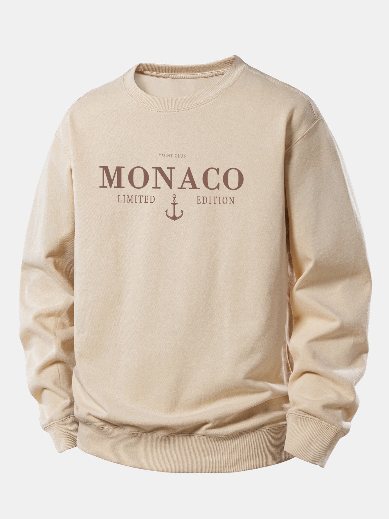 Monaco Slogan Druck Locker Geschnittenes Sweatshirt