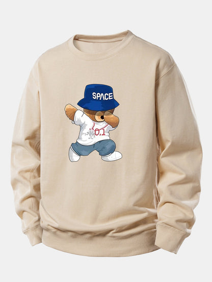 Sweatshirt mit Bärenmotiv und Hut, lockere Passform