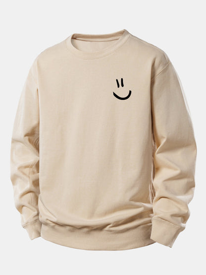 Lockeres Sweatshirt mit Smiley-Gesicht Druck