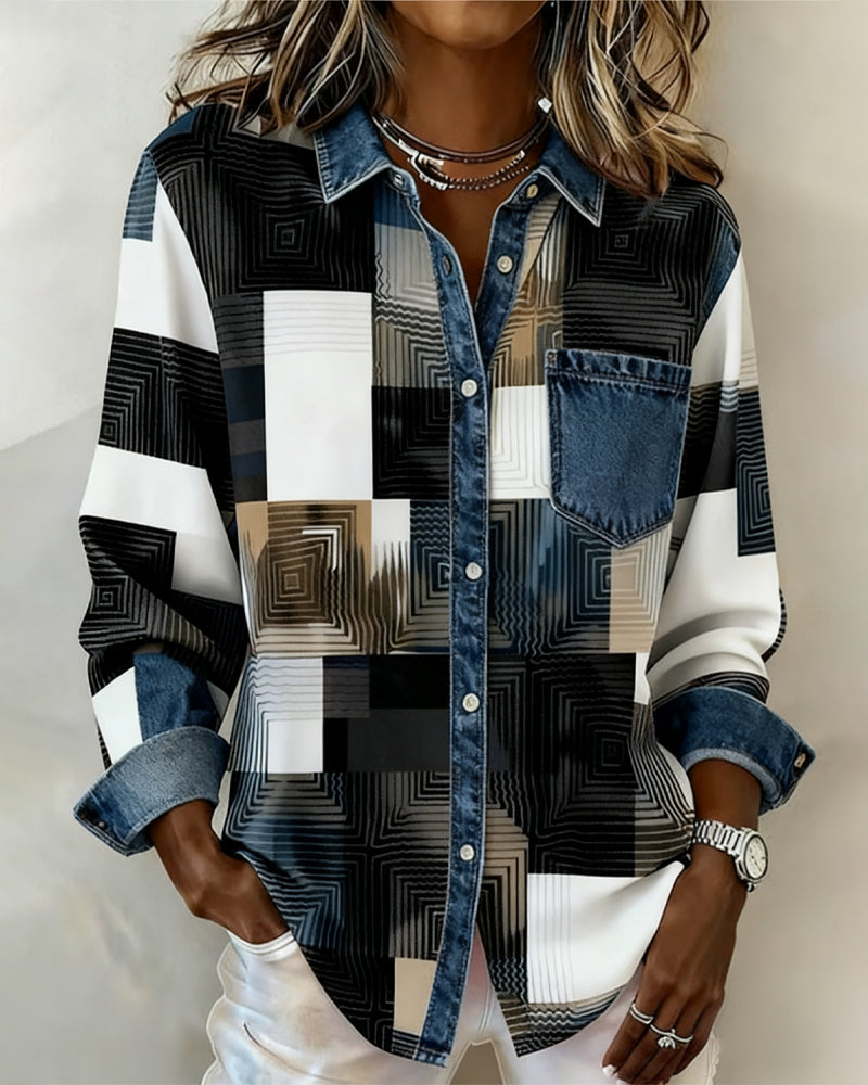 Stutz I Farbblock-Shirt mit modischem Kragen