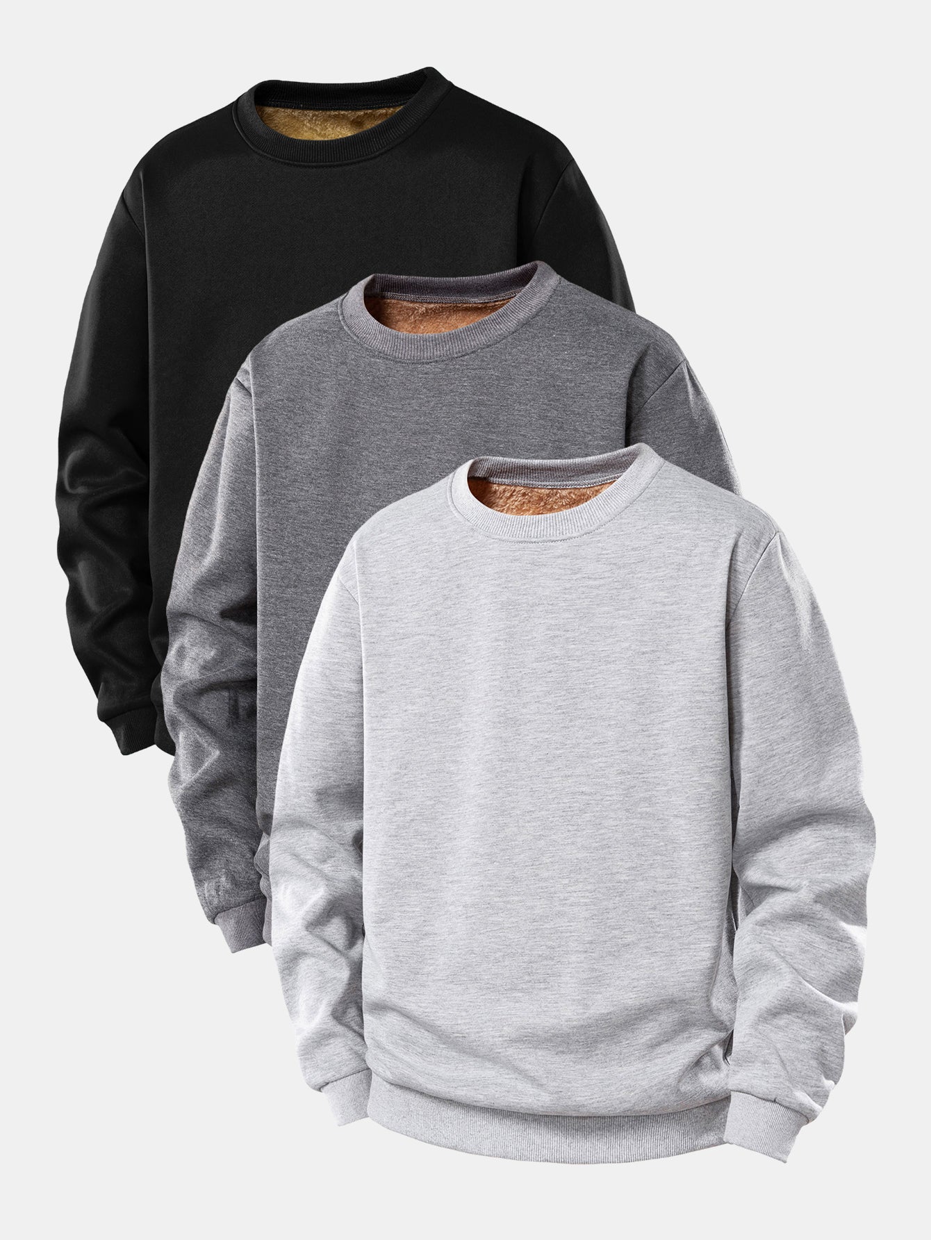 3 Stück Teddy-Fleece-gefüttertes Sweatshirt