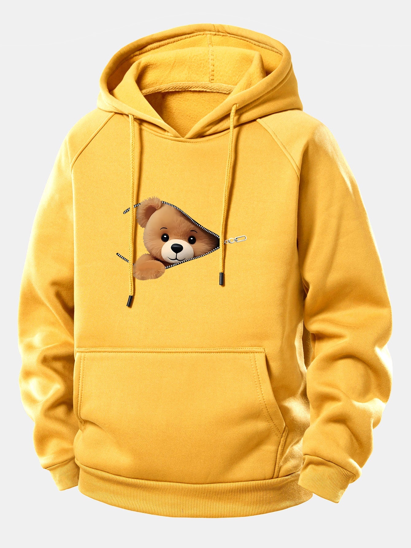 Kapuzensweatshirt mit Kordelzug, Bärenmotiv und Reißverschluss