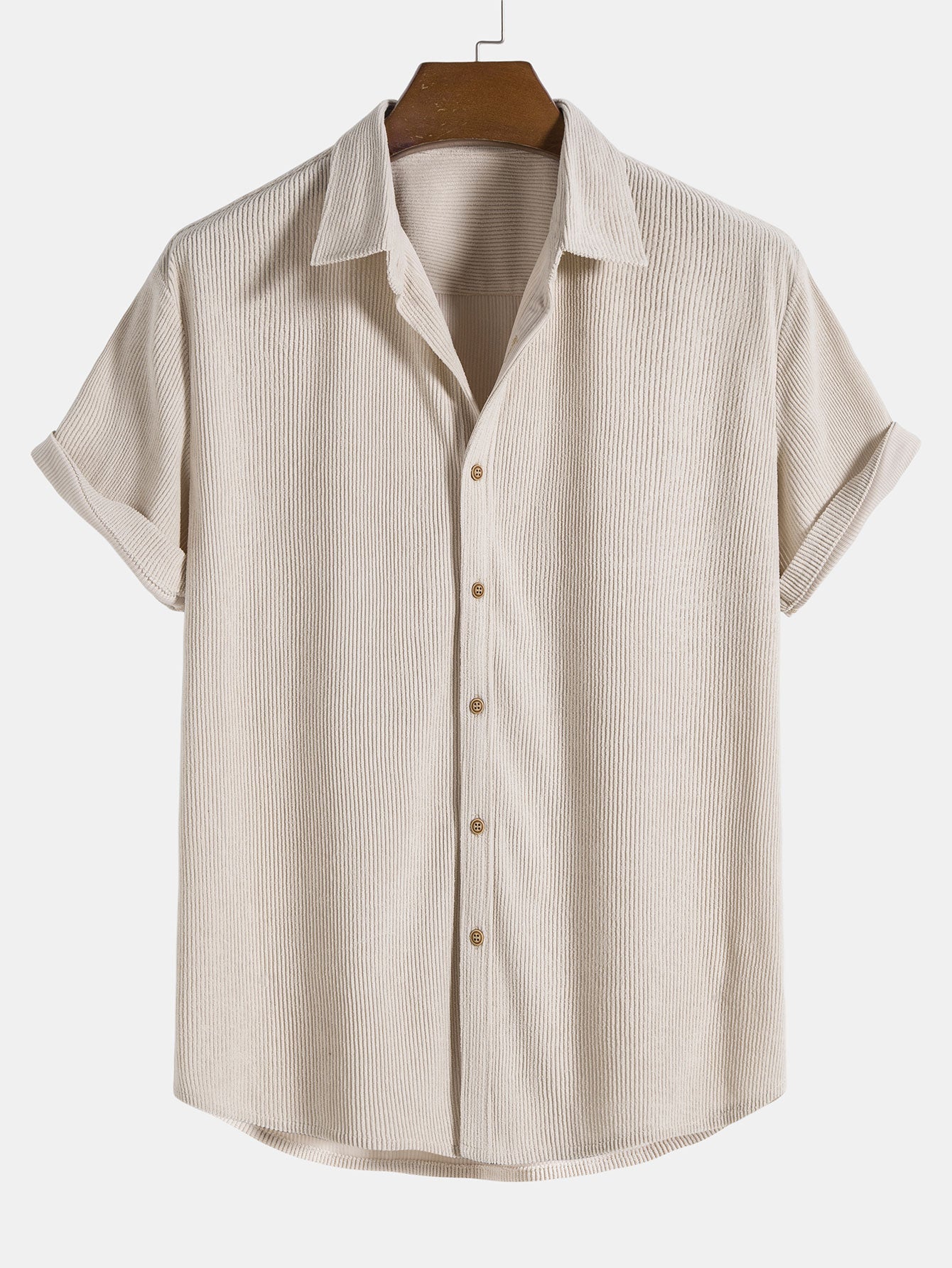 Corduroy Button-Down Short Sleeve Shirt