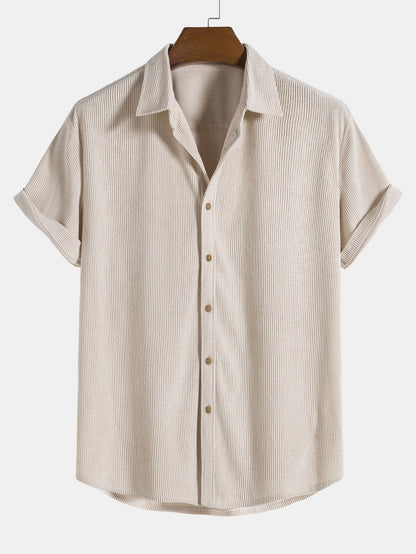 Corduroy Button-Down Short Sleeve Shirt