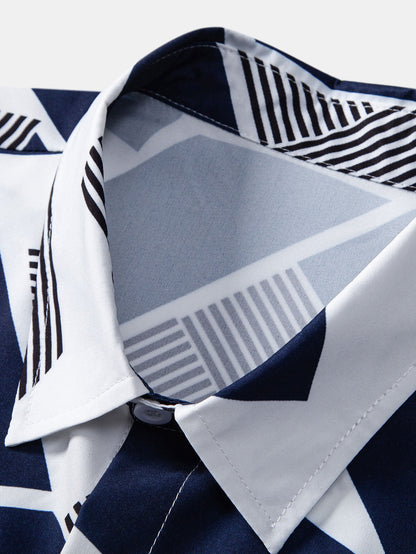 Geometrisches Farbblock Druck Hemd mit Knopfverschluss