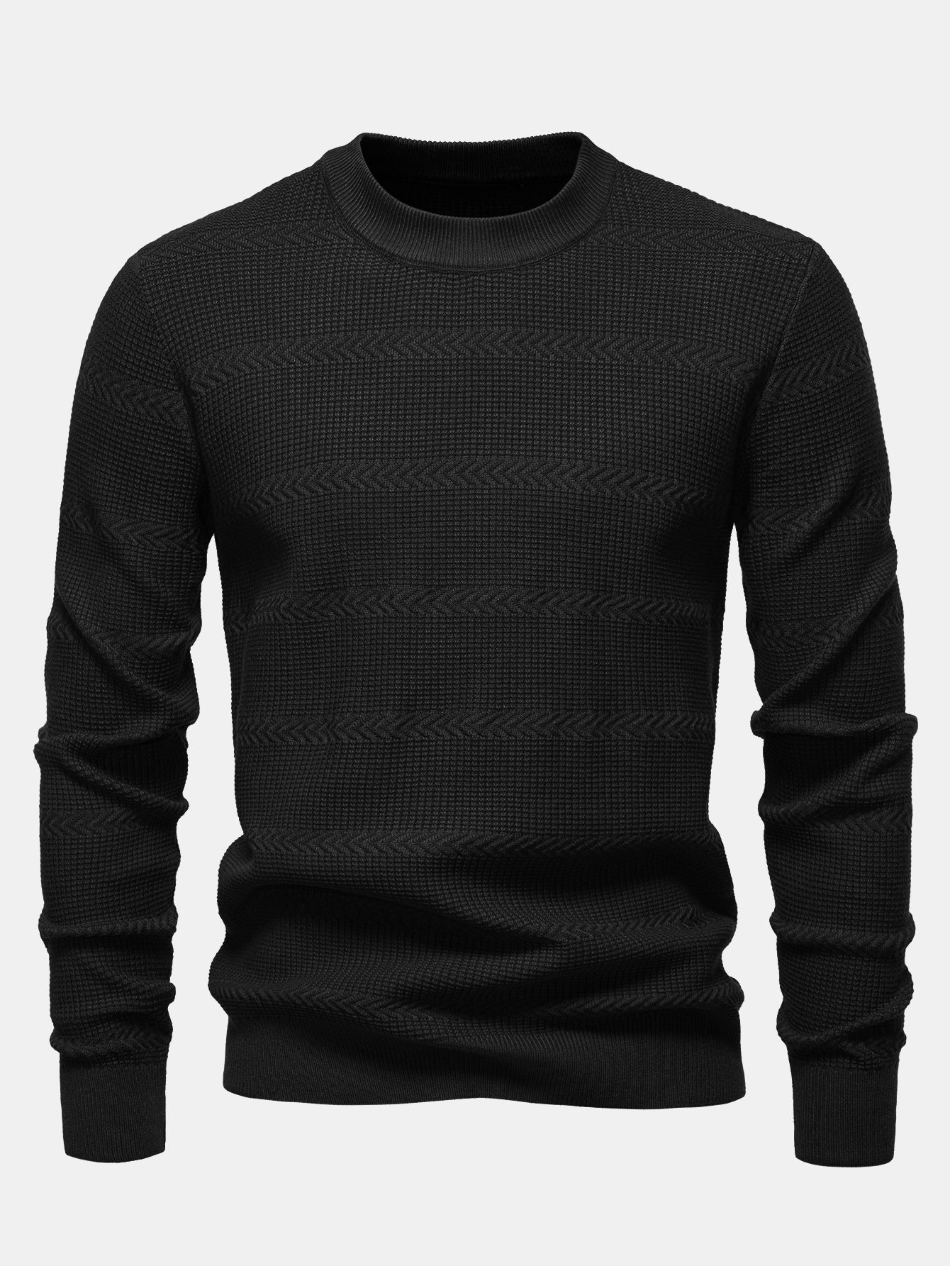 Geometrischer Jacquard Rundhals Pullover