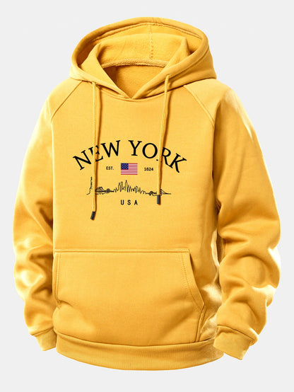New York Druck Kordelzug Kapuzenpullover