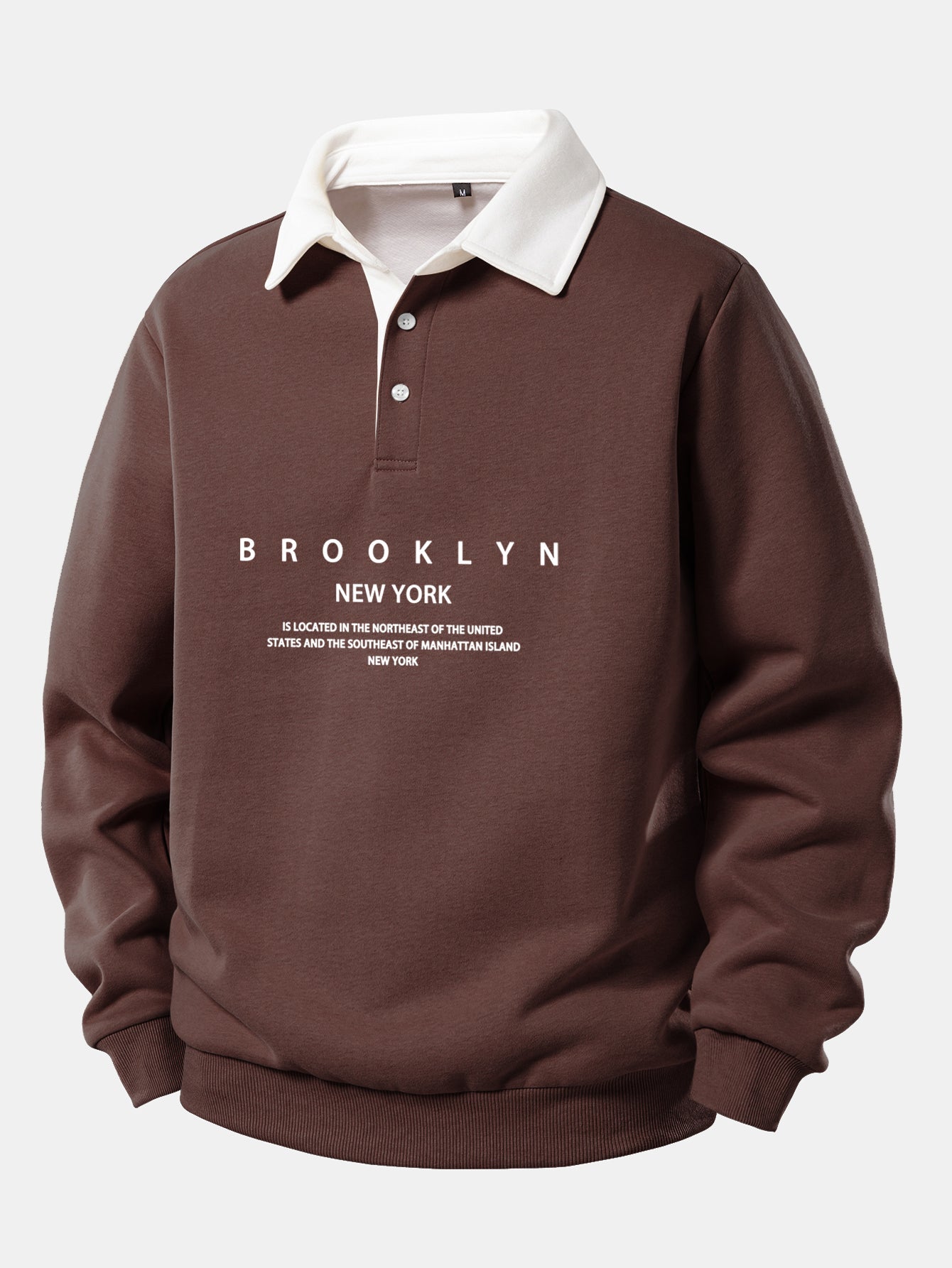 Brooklyn Print Contrast Polo Collar Sweatshirt