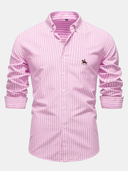 Cowboy Stickerei Baumwolle Oxford Streifenhemd