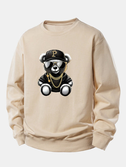 Hip Hop Bär Druck Locker Geschnittenes Sweatshirt