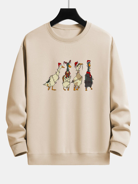 Weihnachtslichter Ente Druck Locker Sitzendes Sweatshirt