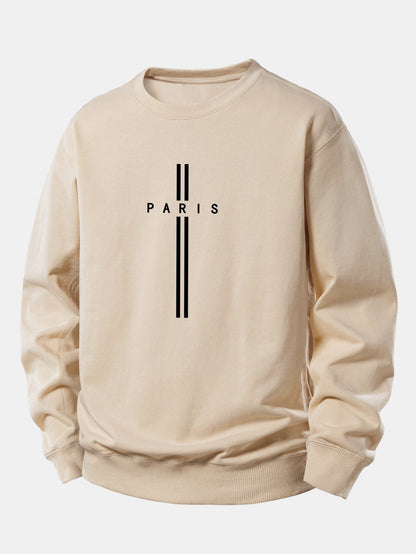 Locker sitzendes Sweatshirt mit Paris-Streifenmuster