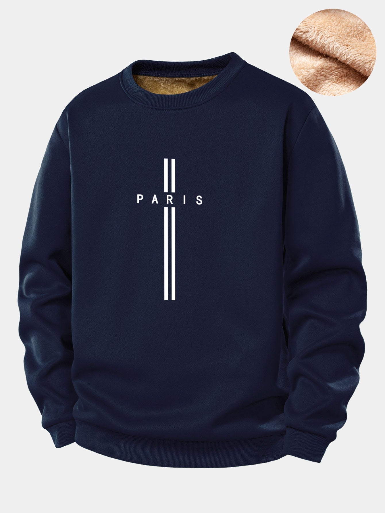 Paris Streifenmuster Teddy Fleece Gefüttertes Sweatshirt
