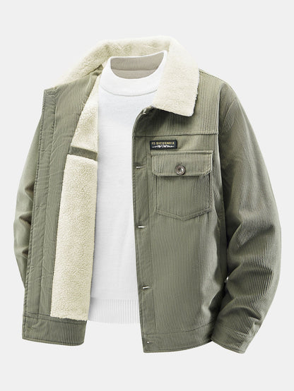 Teddy-Fleecegefütterte Cordjacke mit Knöpfen