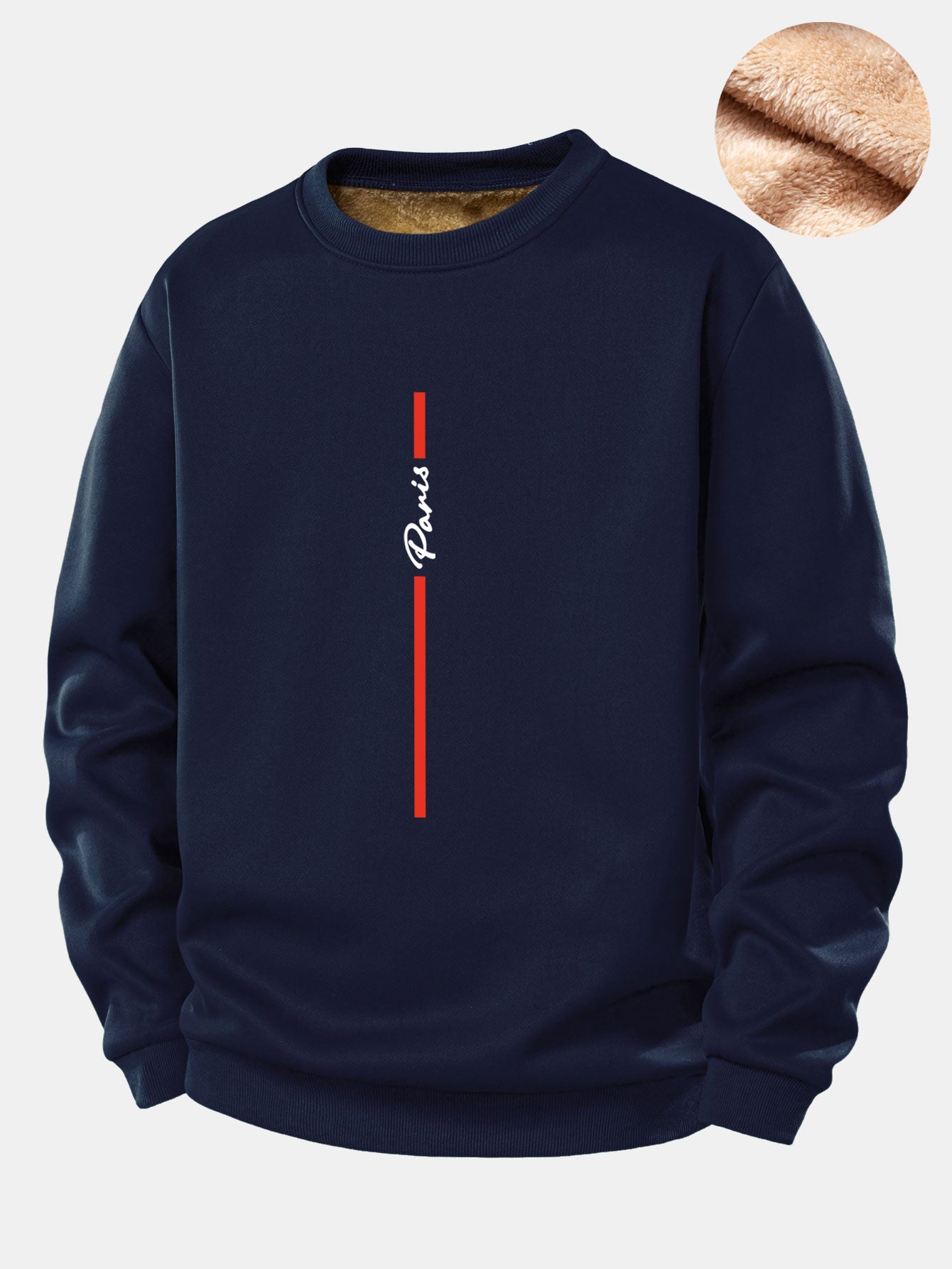 Paris Streifenmuster Teddy Fleece Gefüttertes Sweatshirt