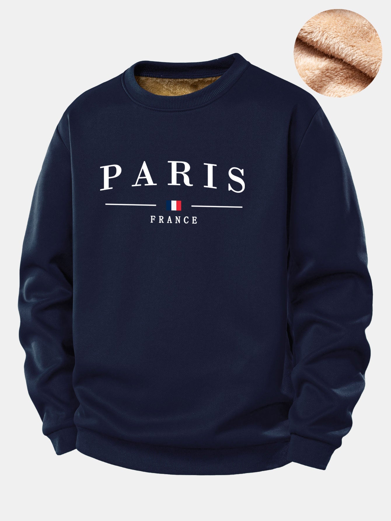 Paris Print Teddy Fleece Gefüttertes Sweatshirt