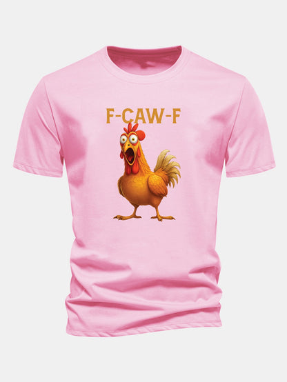 Baumwoll-T-Shirt mit regulärer Passform und Hahn-Design