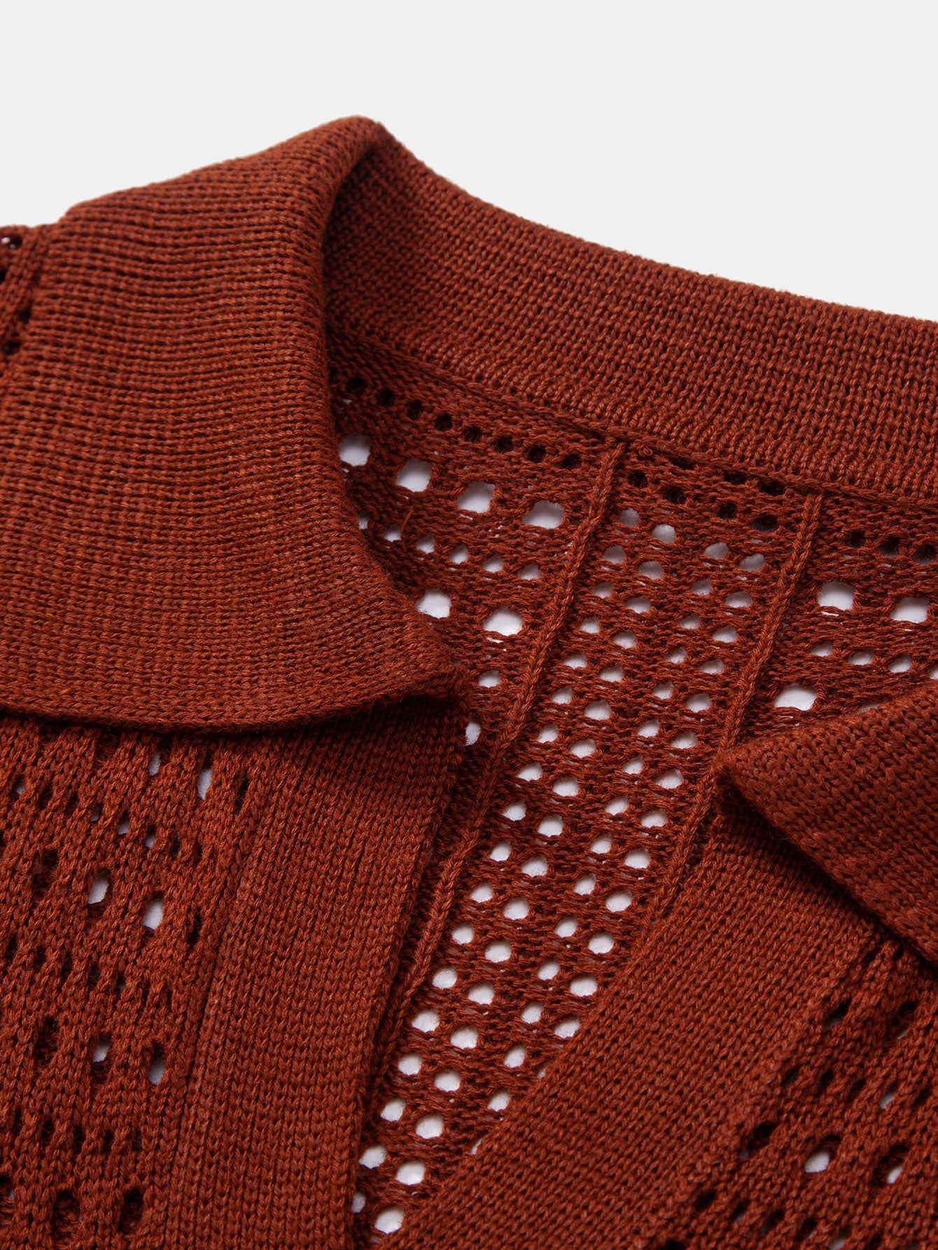 V-Neck Crochet Polo Shirt