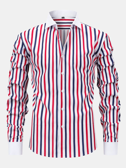 Gestreiftes Langarmhemd mit Knöpfen in Winchester-Design