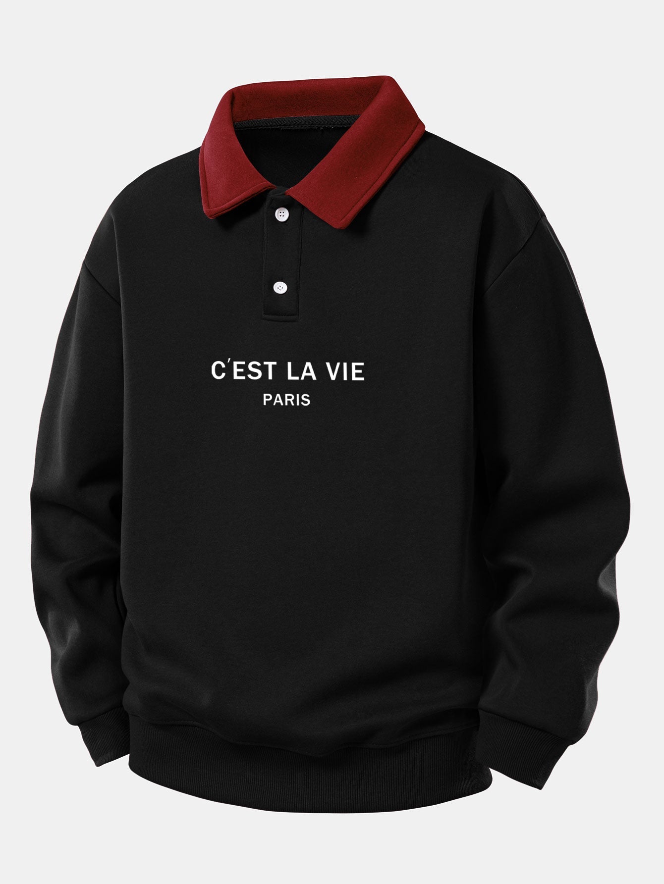 Relax Fit Paris Print Contrast Poloshirts Sweatshirt