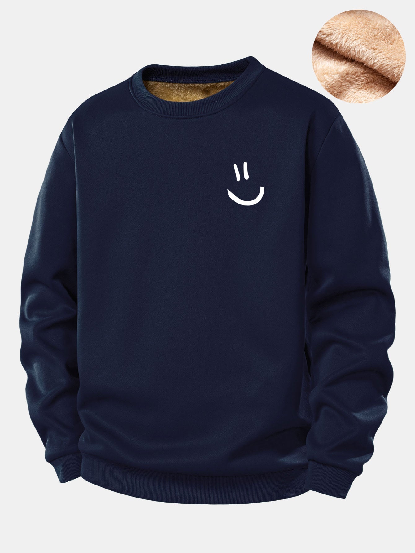 Smiley-Gesicht Druck Teddy Fleece Gefüttertes Sweatshirt