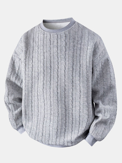Jacquard-Sweatshirt mit Rundhalsausschnitt und Twist-Muster in lässiger Passform