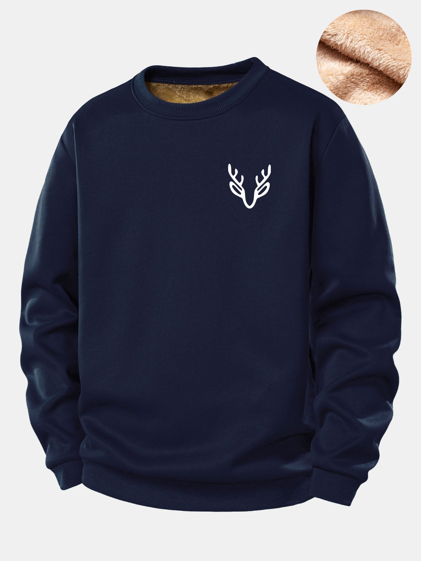 Sweatshirt mit Hirschkopf-Print und Teddyfutter