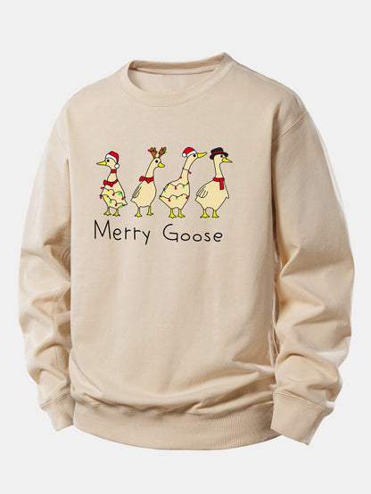 Locker Geschnittenes Sweatshirt mit Weihnachtsente-Design