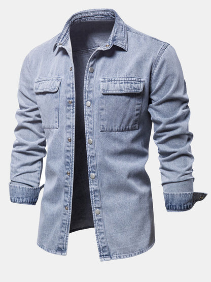 Gewaschenes Denim-Overshirt mit praktischen Taschen