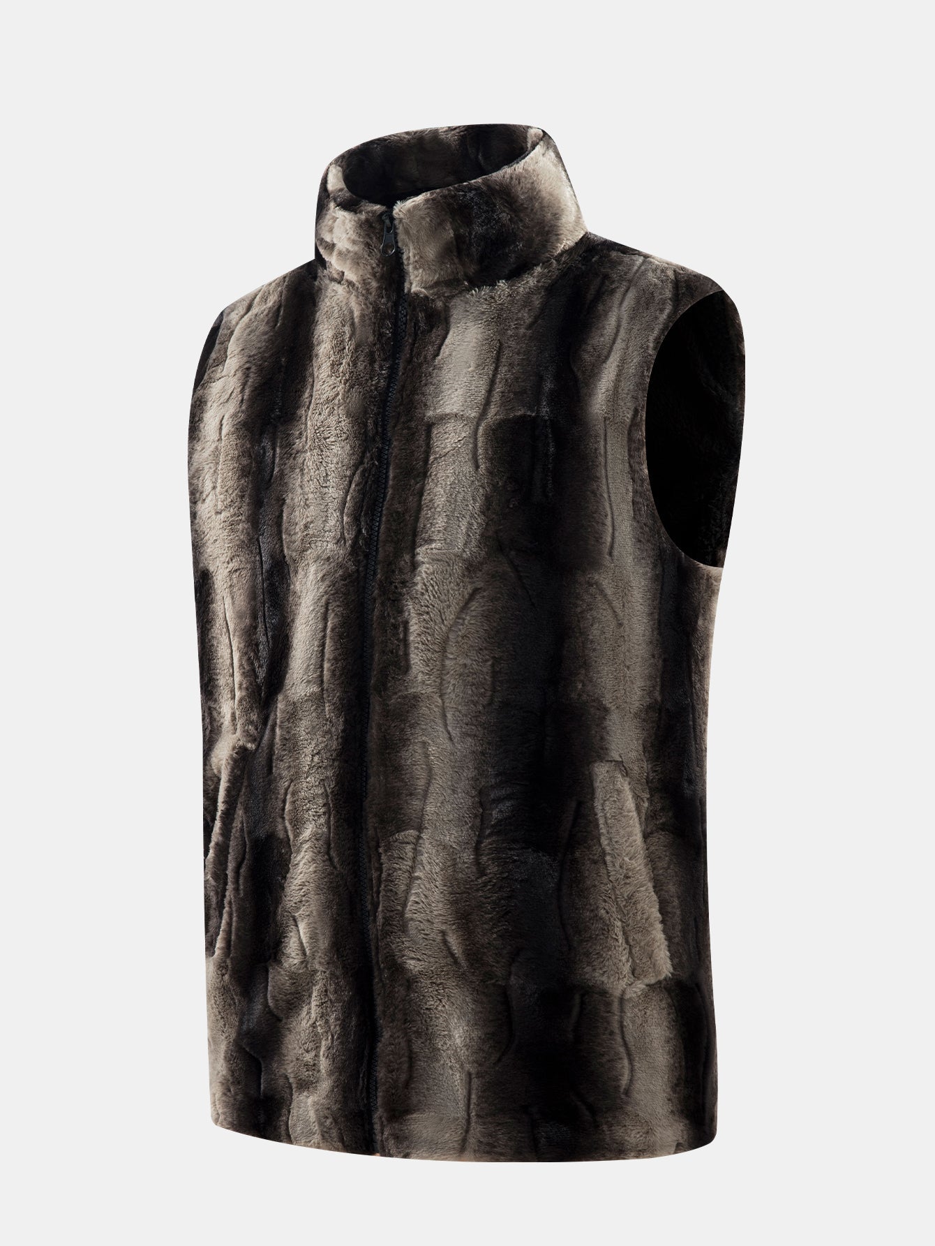 Stehkragen Weste aus Kunstpelz mit Reißverschluss