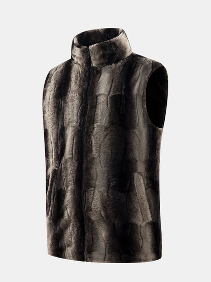 Stehkragen Weste aus Kunstpelz mit Reißverschluss